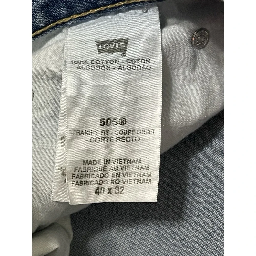 Levis 505 Jeans Mens 40x32 Blue Straight Leg‎ Medium Wash Denim Pants